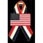 USA FLAG AND RIBBON PIN